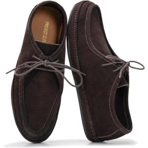 Project Cloud 100% Genuine Leather Mens Shoes – Lace-Up Loafers for Men with Memory Foam – Lightweight & Non Slip Shoes for Men for Everyday Wear (Denver)(Choco Brown Suede)