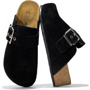 Project Cloud Clogs for Women Footwear – Memory Foam and Non-Slip Platform Wedges Heels for Women Mules & Clogs 2025 – Comfortable Stylish Slip-On with Adjustable Straps (Rhona, Black, 8)