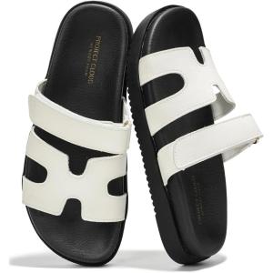 Project Cloud Genuine Leather Womens Sandals – Stylish & Comfy Sandals for Women Footwear with Memory Foam Insole – Slip-Resistant Slides for Women (Mayven)(White)