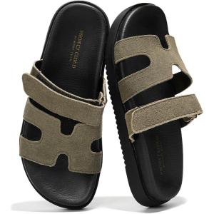 Project Cloud Genuine Leather Womens Sandals – Stylish & Comfy Sandals for Women Footwear with Memory Foam Insole – Slip-Resistant Slides for Women (Mayven)(Olive)