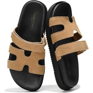 Project Cloud Genuine Leather Womens Sandals – Stylish & Comfy Sandals for Women Footwear with Memory Foam Insole – Slip-Resistant Slides for Women (Mayven)(Chestnut)