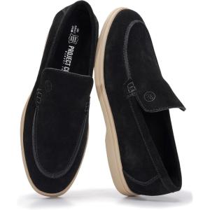 Project Cloud Mens Shoes 100% Genuine Leather with Memory Foam Insole Venetian Loafers for Men Footwear – Non Slip Moccasins Loafer Mens Casual Shoes (Mark)(Black Suede)