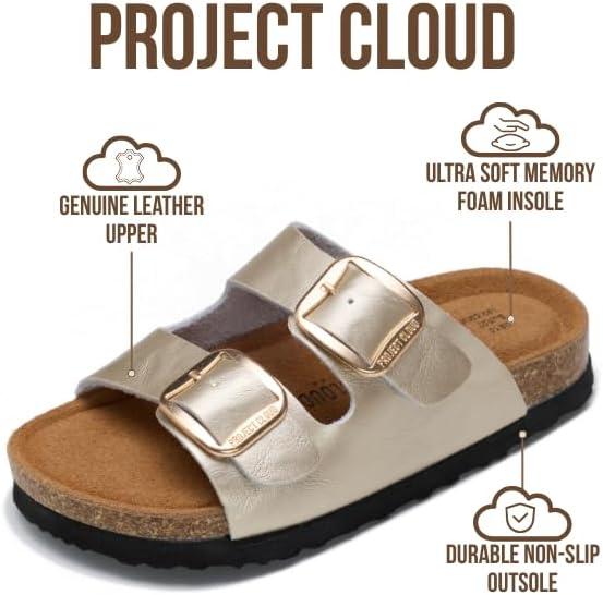 imageProject Cloud 100 Genuine Leather Kids Sandals Natural Cork Footbed NonSlip Slides for Kids Lightweight Boys amp Girls Sandals WaterResistant Girls amp Boys SandalsLittle Santorini Rosegold Leather