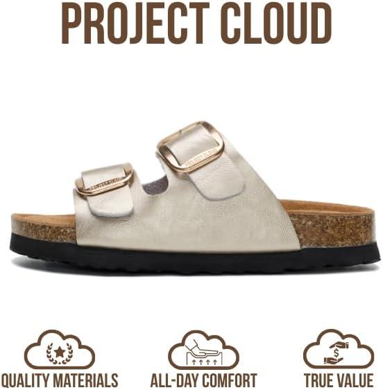 imageProject Cloud 100 Genuine Leather Kids Sandals Natural Cork Footbed NonSlip Slides for Kids Lightweight Boys amp Girls Sandals WaterResistant Girls amp Boys SandalsLittle Santorini Rosegold Leather