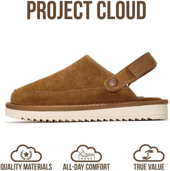 imageProject Cloud Kids Clogs Genuine Leather with Back Strap Memory Foam amp Lightweight Slipon Boys and Girls Sandals with Adjustable Straps NonSlip Clogs for Kids Sandals Little GoldstarChestnut Suede
