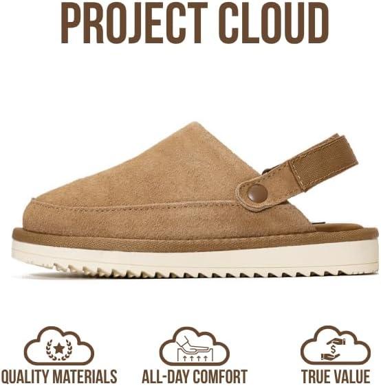 imageProject Cloud Kids Clogs Genuine Leather with Back Strap Memory Foam amp Lightweight Slipon Boys and Girls Sandals with Adjustable Straps NonSlip Clogs for Kids Sandals Little GoldstarWheat Suede
